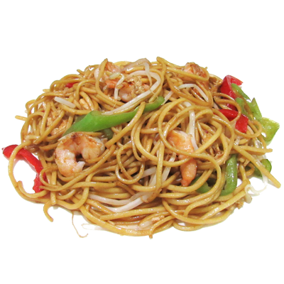 Tallarines frito con gambas